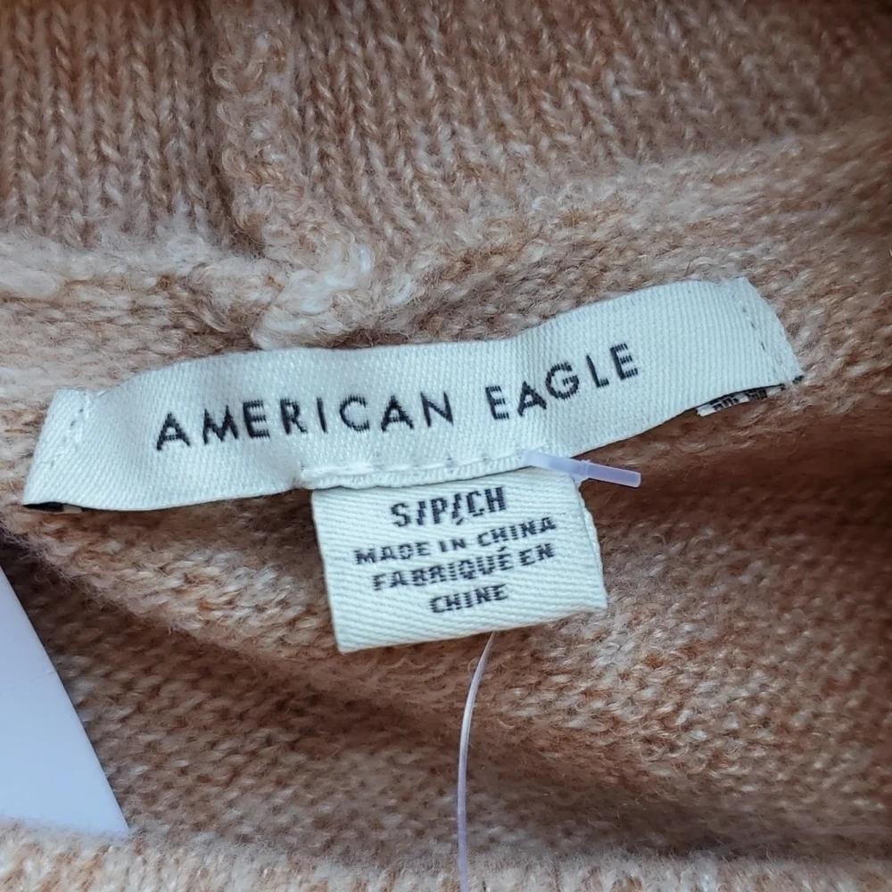 American Eagle Brown/Tan/Pink Ombre Striped Super Soft Cowl Neck Sweater S NWT - Picture 5 of 8